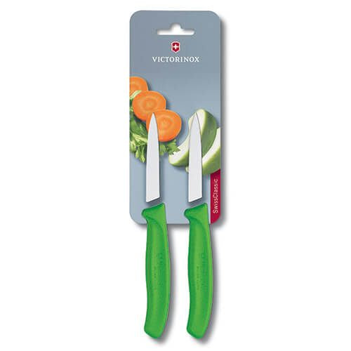 Victroinox Swiss Classic Paring Knife Pointed Tip Twin Pack - Green
